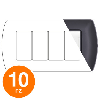 MAPAM Placca Metallo ART 8804-02 4P Nero - Confezione 10pz - mod. 8804-02 - Compatibile con BTicino