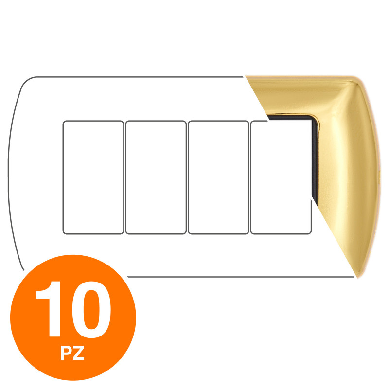 MAPAM Placca Metallo ART 8804-03 4P Oro - Confezione 10pz - mod. 8804-03 - Compatibile con BTicino