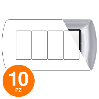 MAPAM Placca Metallo ART 8804-04 4P Cromo - Confezione 10pz - mod. 8804-04 - Compatibile con