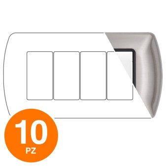 MAPAM Placca Metallo ART 8804-05 4P Argento - Confezione 10pz - mod. 8804-05 - Compatibile con