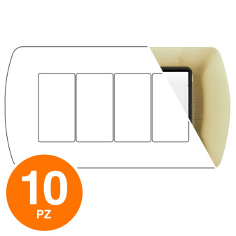 MAPAM Placca Metallo ART 8804-06 4P Oro Spazzolato - Confezione 10pz - mod. 8804-06 - Compatibile