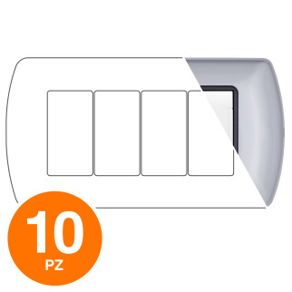 MAPAM Placca Metallo ART 8804-07 4P Grigio Chiaro - Confezione 10pz - mod. 8804-07 - Compatibile