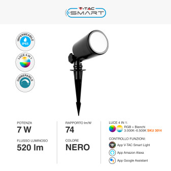 V-Tac Smart VT-5167 Lampada LED da Giardino 7W IP65 RGB+W