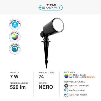V-Tac Smart VT-5167 Lampada LED da Giardino 7W IP65 RGB+W