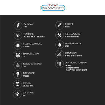 V-Tac Smart VT-5167 Lampada LED da Giardino 7W IP65 RGB+W