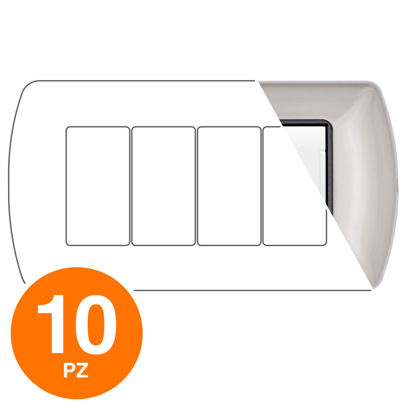 MAPAM Placca Metallo ART 4P Champagne - Confezione 10pz - mod. 8804-08 - Compatibile con BTicino