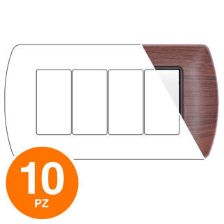 MAPAM Placca Metallo ART 4P Ciliegio - Confezione 10pz - mod. 8804-12 - Compatibile con BTicino
