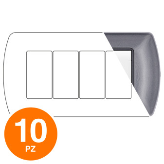 MAPAM Placca Metallo ART 4P Antracite - Confezione 10pz - mod. 8804-26 - Compatibile con BTicino