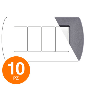 MAPAM Placca Metallo ART 4P Antracite - Confezione 10pz - mod. 8804-30 - Compatibile con BTicino