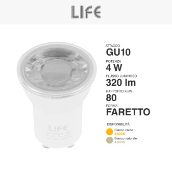 Lampadina LED GU10 4W Faretto Spotlight MR11 SMD Life