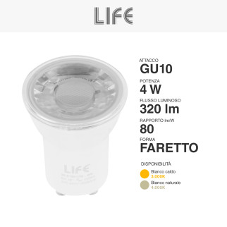Lampadina LED GU10 4W Faretto Spotlight MR11 SMD Life
