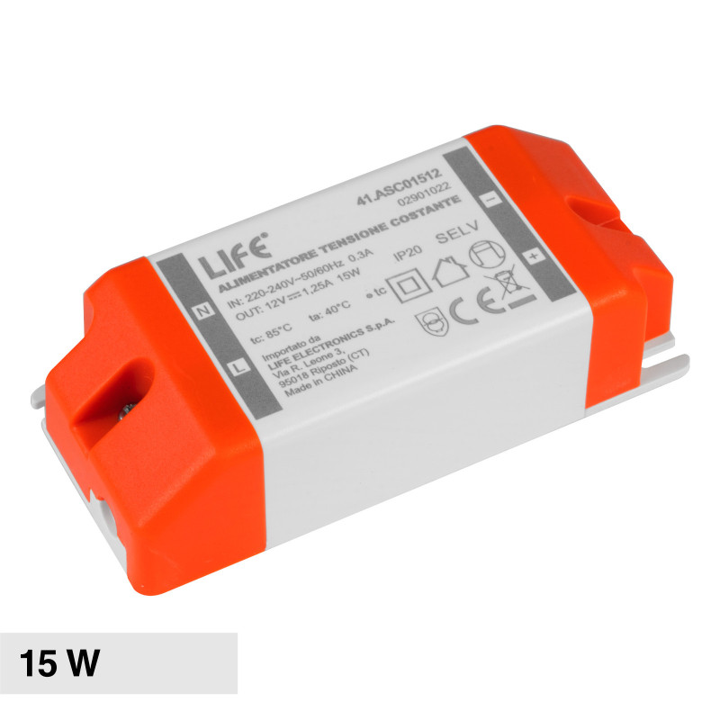 Alimentatore a Tensione Costante 15W per LED 12V Life
