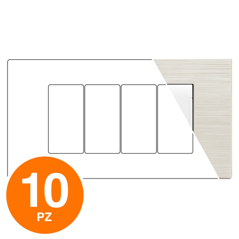 MAPAM Placca Tecnopolimero Spazzolato ART 4 Perla - Confezione 10pz - mod. 8004SL-21 - Compatibile con BTicino LIVING