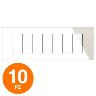 MAPAM Placca Tecnopolimero Spazzolato ART 7P Perla - Confezione 10pz - mod. 8007SL-21 - Compatibile con BTicino LIVING