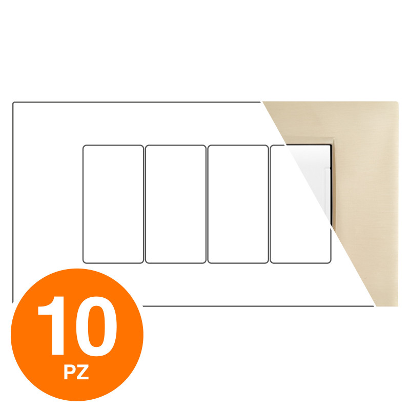 MAPAM Placca Tecnopolimero ART 4P Oro - Confezione 10pz - mod. 8004-13 - Compatibile con BTicino LIVING
