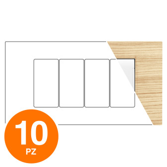 MAPAM Placca Tecnopolimero ART 4P Abete - Confezione 10pz - mod. 8004-17 - Compatibile con BTicino LIVING