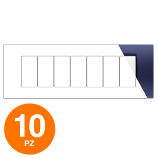 MAPAM Placca Tecnopolimero ART 8007-10 7P Blu Navy - Confezione 10pz - mod. 8007-10 - Compatibile con BTicino LIVING