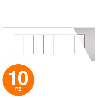 MAPAM Placca Tecnopolimero ART 8007-4 7P Grigio Chiaro - Confezione 10pz - mod. 8007-04 - Compatibile con BTicino LIVING