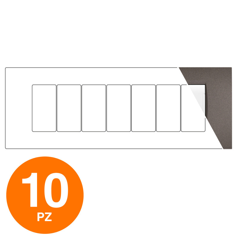 MAPAM Placca Tecnopolimero ART 8007-7 7P Testa Di Moro - Confezione 10pz - mod. 8007-07 - Compatibile con BTicino LIVING