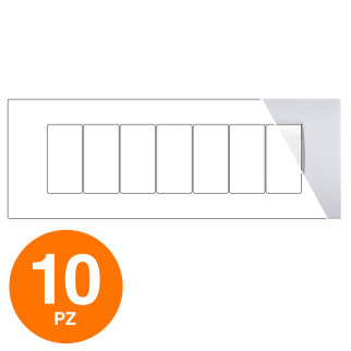 MAPAM Placca Tecnopolimero ART 8007-9 7P Silver - Confezione 10pz - mod. 8007-09 - Compatibile con BTicino LIVING