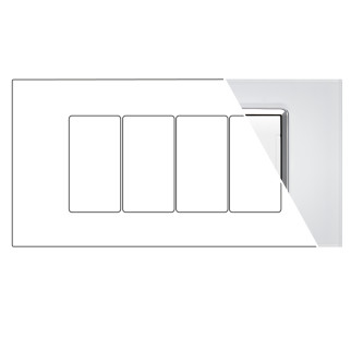 MAPAM Placca Vetro ART 8004BL-1 4P Bianco - mod. 8004BL-1 - Compatibile con BTicino LIVING