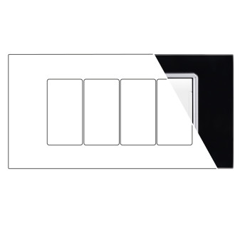 MAPAM Placca Vetro ART 8004BL-2 4P Nero - mod. 8004BL-2 - Compatibile con BTicino LIVING