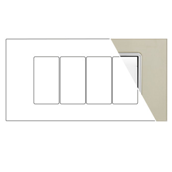 MAPAM Placca Vetro ART 8004BL-4 4P Champagne - mod. 8004BL-4 - Compatibile con BTicino LIVING