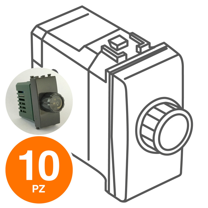 MAPAM Interruttore Dimmer 500W GEM Nero - Confezione 10pz - mod. 606N - Compatibile con Vimar PLANA
