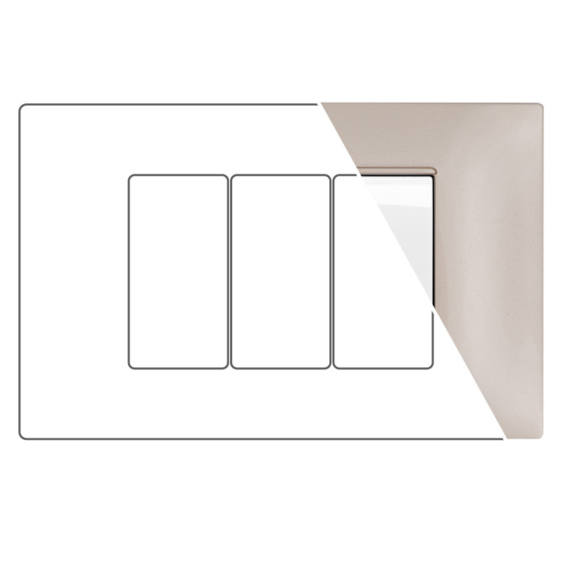 MAPAM Placca Alluminio GEM 3P Champagne - mod. 6003LL-2 - Compatibile con Vimar PLANA