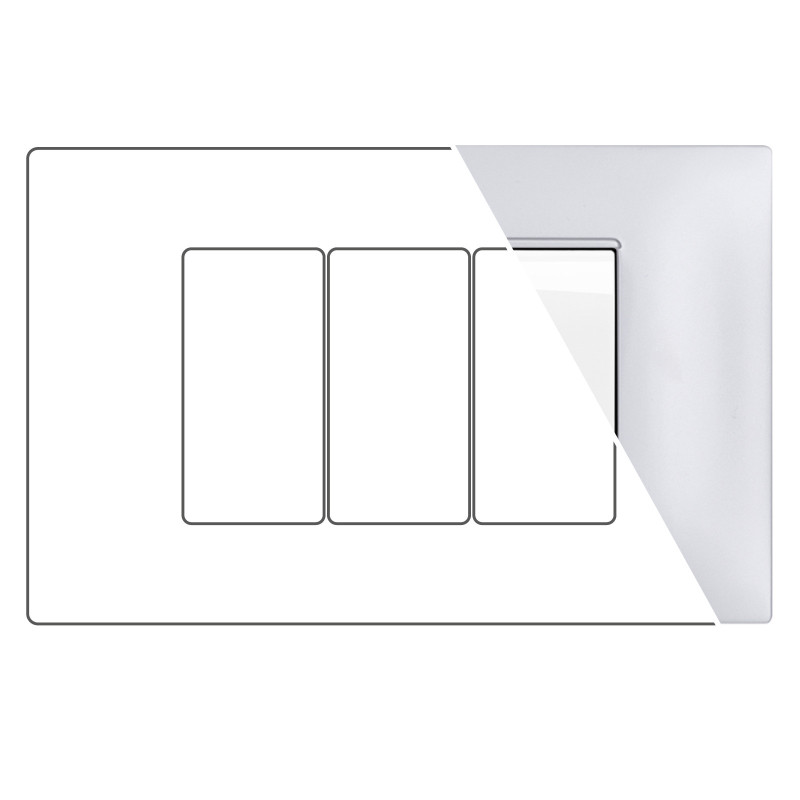 MAPAM Placca Alluminio GEM 3P Silver - mod. 6003LL-3 - Compatibile con Vimar PLANA