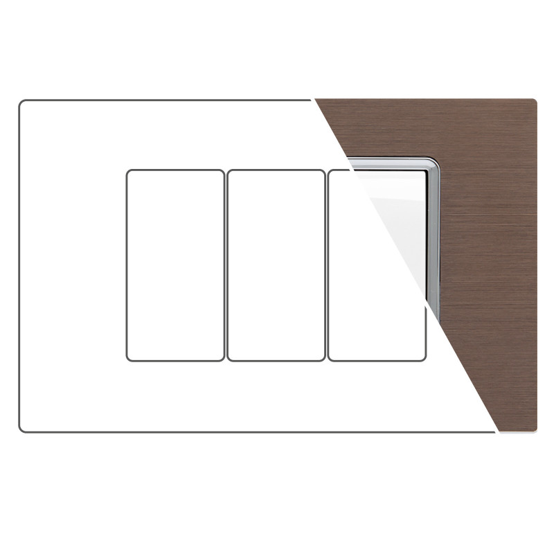 MAPAM Placca Alluminio GEM 3P - mod. 6003LL-5 - Compatibile con Vimar PLANA