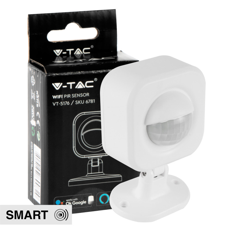 VT-5176 Sensore PIR di Movimento Wi-Fi Bianco V-Tac Smart