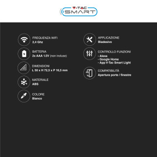 VT-5177 Sensore Porta Wi-Fi Colore Bianco V-Tac Smart