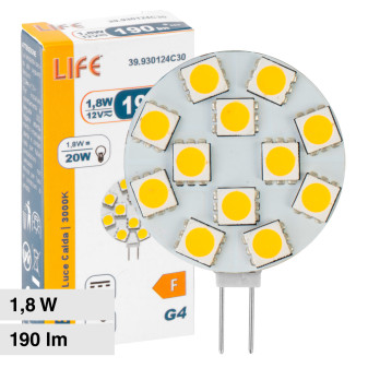 Lampadina LED G4 1.8W 12V Bulb Disc SMD Life
