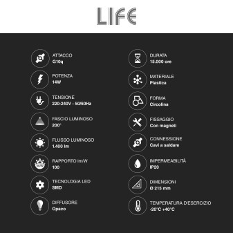 Circolina T9 LED G10q 14W SMD Lampadina Ø21.5cm Life