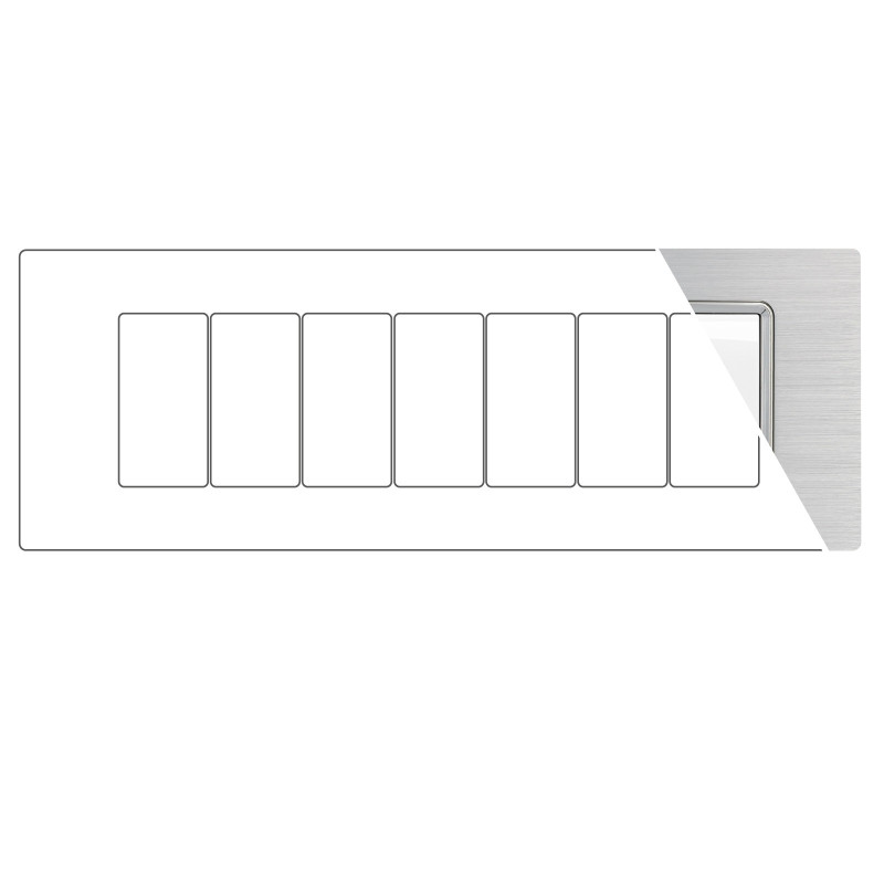 MAPAM Placca Alluminio GEM 7P Silver - mod. 6007LL-3 - Compatibile con Vimar PLANA