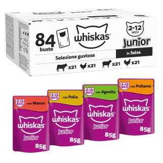 Cibo Gatti 84 Bustine Pollo Agnello Manzo Pollame Whiskas
