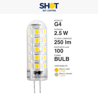 Lampadina LED Bispina G4 2.5W SMD Vetro Bot Lighting Shot