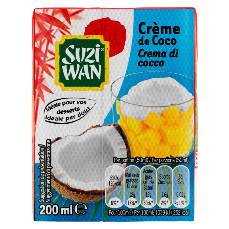 Crema di Cocco da 200ml Ideale per Dolci Suzi Wan
