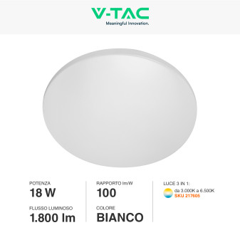 VT-8418 Plafoniera LED Tonda 18W SMD CCT 3in1 V-Tac Gallery