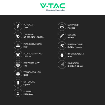 VT-8418 Plafoniera LED Tonda 18W SMD CCT 3in1 V-Tac Gallery