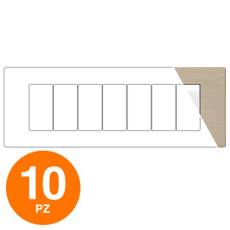 MAPAM Placca Tecnopolimero Spazzolato GEM 7P Champagne - Confezione 10pz - mod. M6007SL-13 - Compatibile con Vimar PLANA