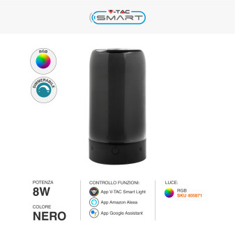 VT-7208 Lampada LED da Tavolo 8W RGB Colore Nero V-Tac Smart