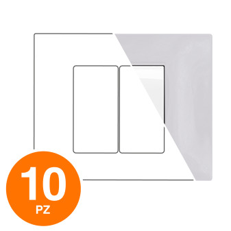 MAPAM Placca Tecnopolimero GEM 2P Grigio Chiaro - Confezione 10pz - mod. 6002-04 - Compatibile con Vimar PLANA