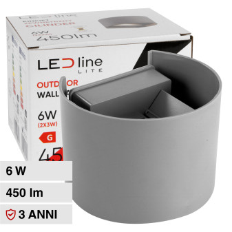 Lampada LED Muro 6W SMD Applique IP54 LED Line Lite Girigia