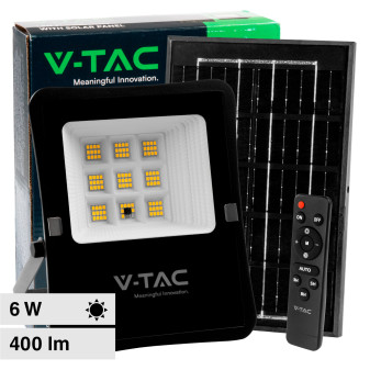 VT-55050 Faro LED 6W con Pannello Solare IP65 Nero V-Tac
