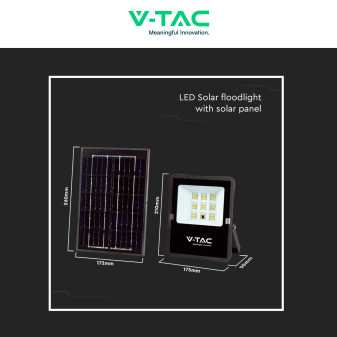 VT-55050 Faro LED 6W con Pannello Solare IP65 Nero V-Tac