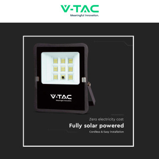 VT-55050 Faro LED 6W con Pannello Solare IP65 Nero V-Tac