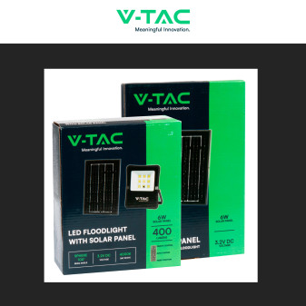 VT-55050 Faro LED 6W con Pannello Solare IP65 Nero V-Tac