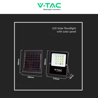 VT-55100 Faro LED 12W con Pannello Solare IP65 Nero V-Tac